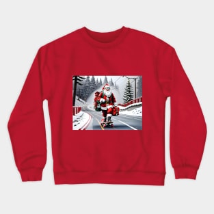 Santa on a Skateboard Crewneck Sweatshirt